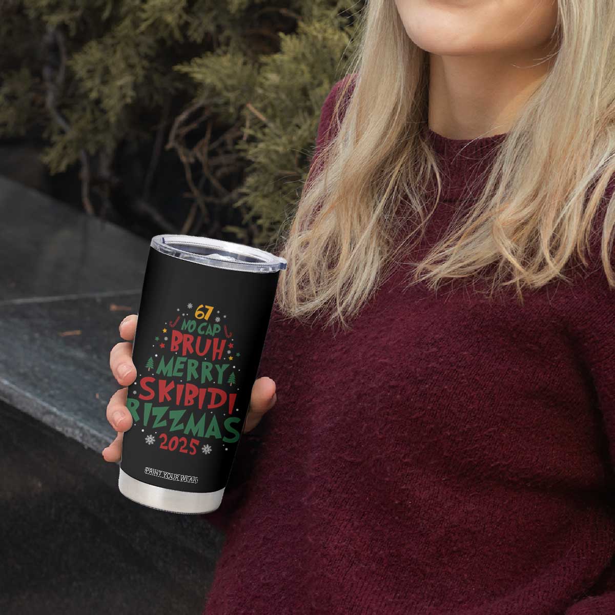Funny Six Seven 67 Meme Christmas Tree Tumbler Cup Funny 6 7 Bruh Gen Alpha Slang Viral Meme TS10 Print Your Wear