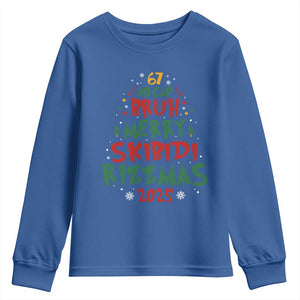Funny Six Seven 67 Meme Christmas Tree Youth Sweatshirt Funny 6 7 Bruh Gen Alpha Slang Viral Meme TS10 Royal Blue Print Your Wear