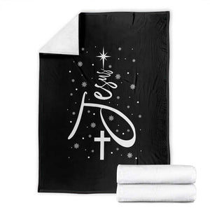 Jesus Christmas Tree Throw Blanket Christian Faith TS10 Black Print Your Wear