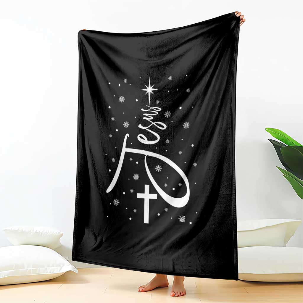 Jesus Christmas Tree Throw Blanket Christian Faith TS10 Print Your Wear