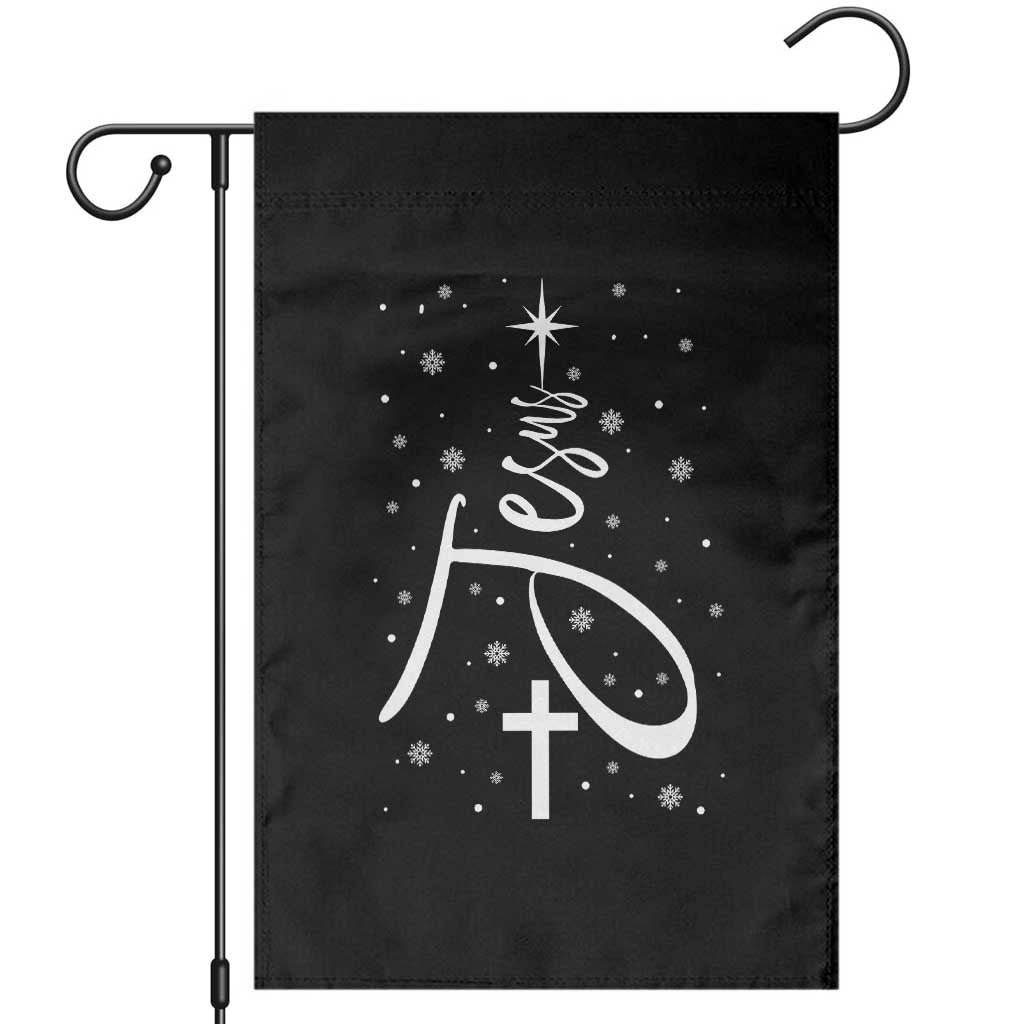 Jesus Christmas Tree Garden Flag Christian Faith TS10 Black Print Your Wear