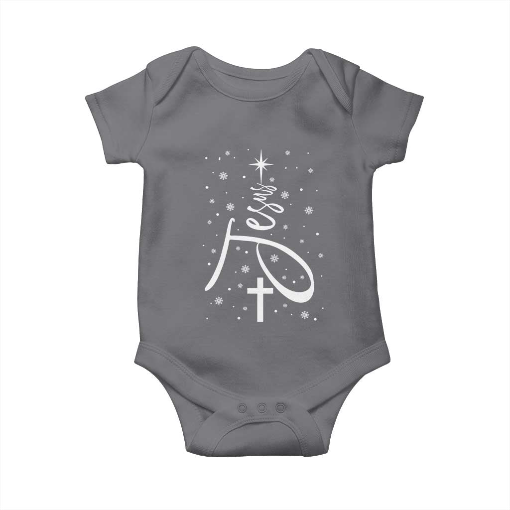 Jesus Christmas Tree Baby Onesie Christian Faith TS10 Charcoal Print Your Wear