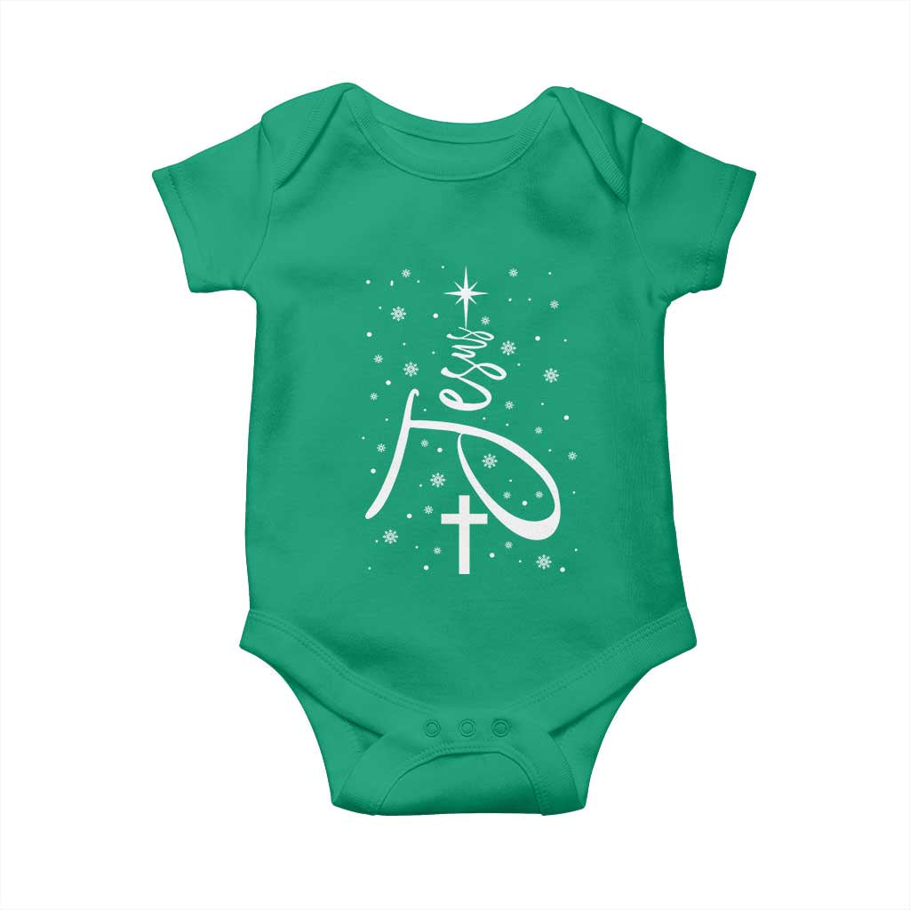 Jesus Christmas Tree Baby Onesie Christian Faith TS10 Irish Green Print Your Wear