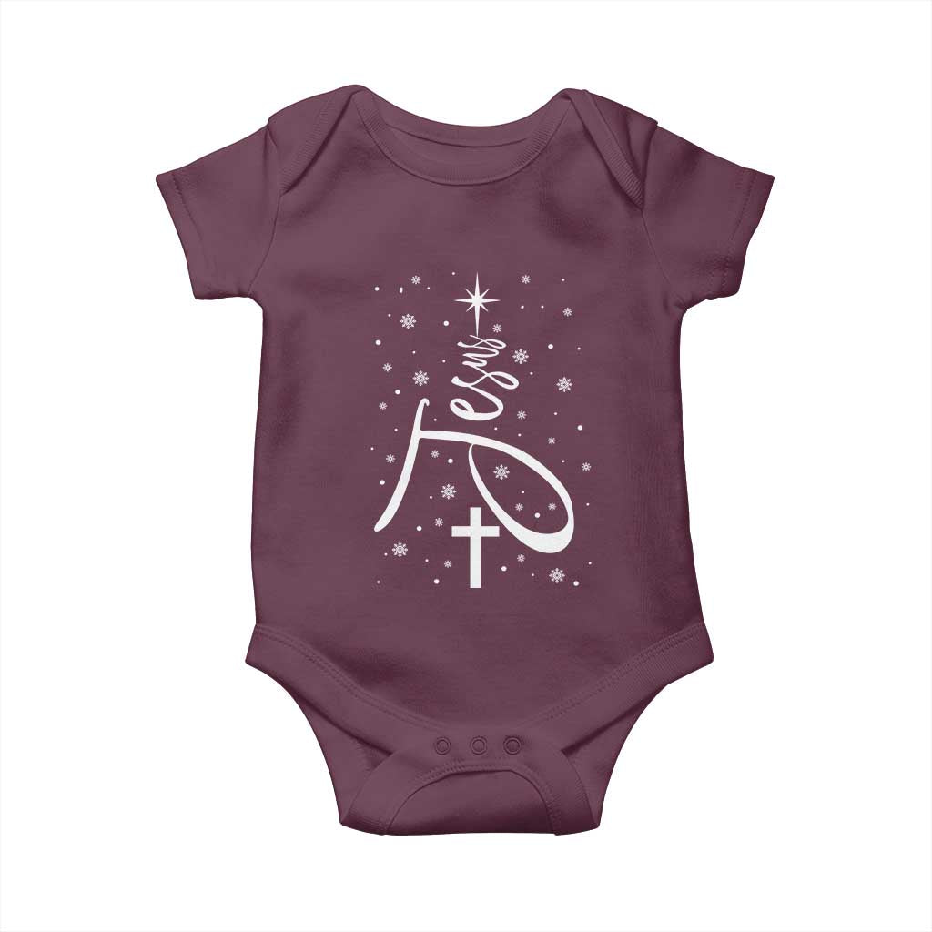 Jesus Christmas Tree Baby Onesie Christian Faith TS10 Maroon Print Your Wear