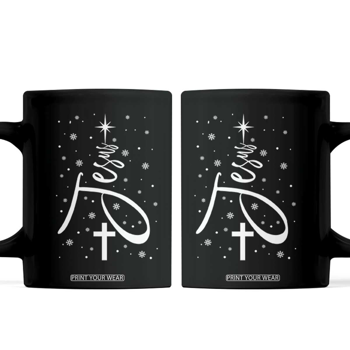 Jesus Christmas Tree Coffee Mug Christian Faith TS10 Black Print Your Wear