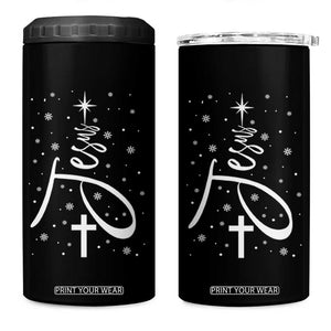 Jesus Christmas Tree 4 in 1 Can Cooler Tumbler Christian Faith TS10 One Size: 16 oz Black Print Your Wear