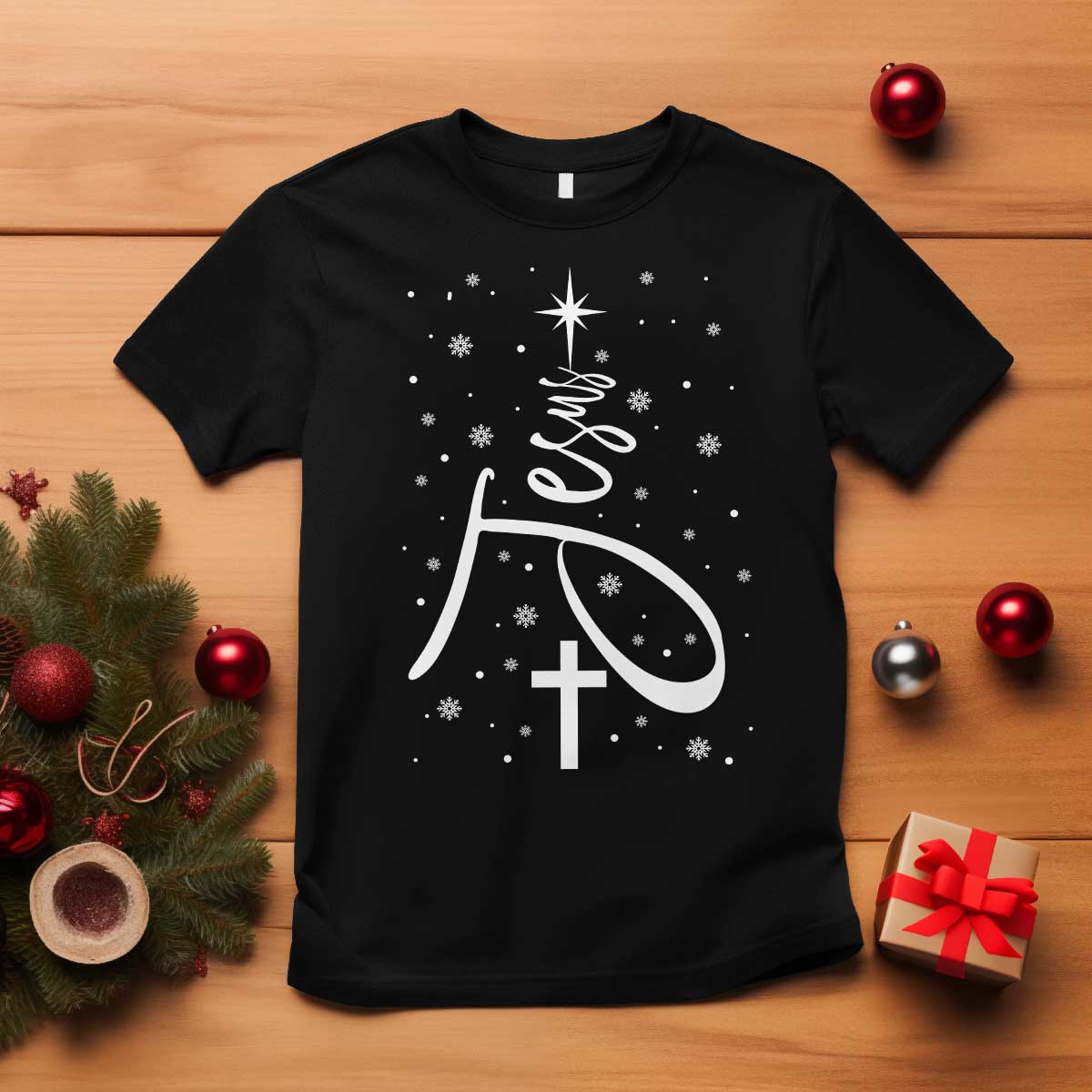 Jesus Christmas Tree T Shirt Christian Faith TS10 Black Print Your Wear