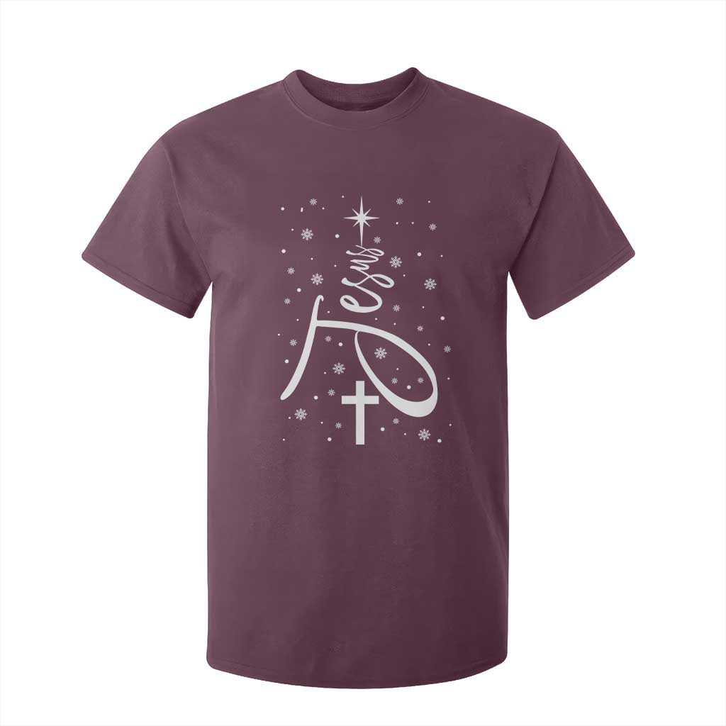Jesus Christmas Tree T Shirt For Kid Christian Faith TS10 Maroon Print Your Wear