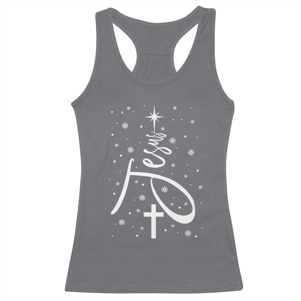 Jesus Christmas Tree Racerback Tank Top Christian Faith TS10 Charcoal Print Your Wear