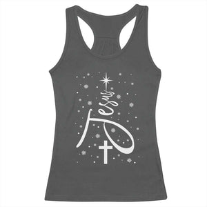 Jesus Christmas Tree Racerback Tank Top Christian Faith TS10 Dark Heather Print Your Wear