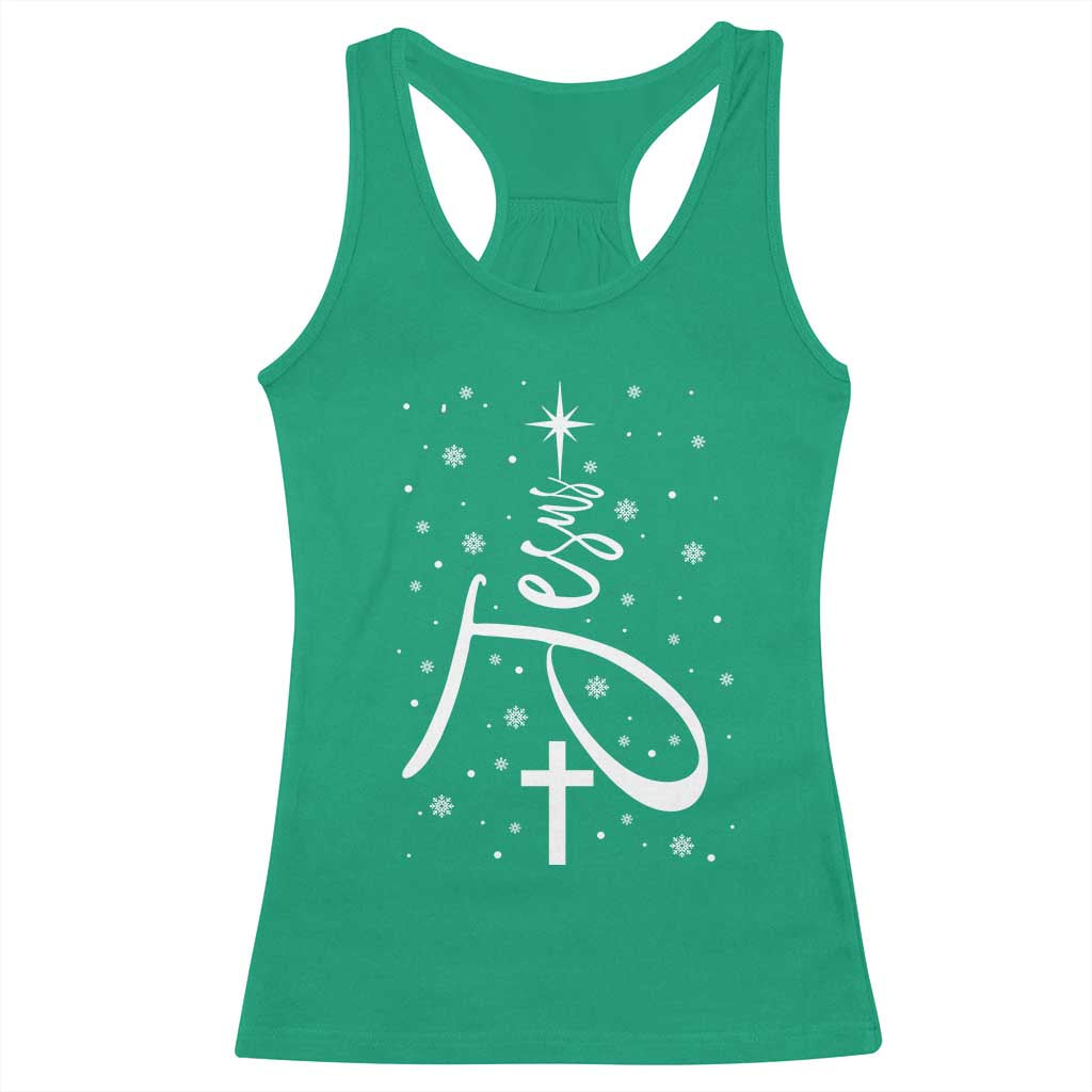 Jesus Christmas Tree Racerback Tank Top Christian Faith TS10 Irish Green Print Your Wear