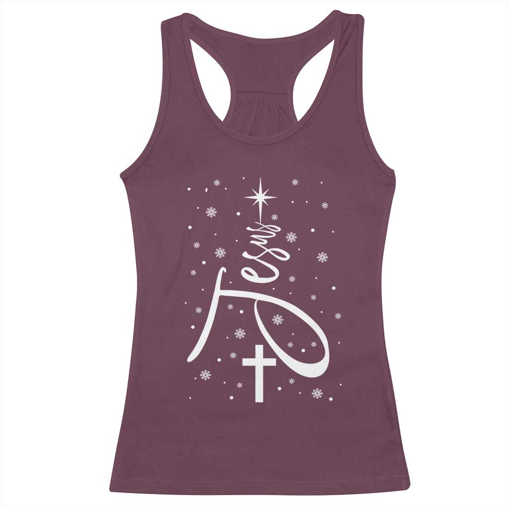 Jesus Christmas Tree Racerback Tank Top Christian Faith TS10 Maroon Print Your Wear