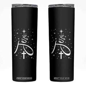 Jesus Christmas Tree Skinny Tumbler Christian Faith TS10 Black Print Your Wear