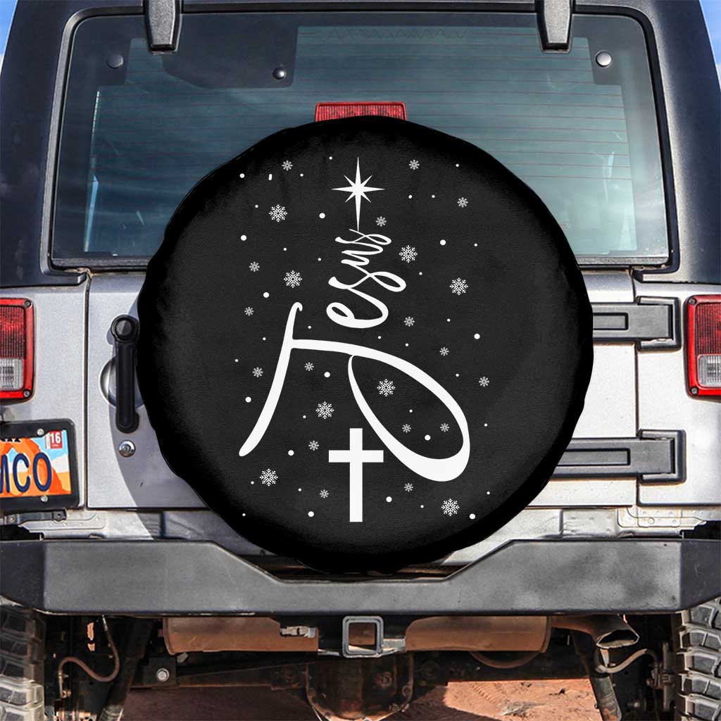 Jesus Christmas Tree Spare Tire Cover Christian Faith TS10 No hole Black Print Your Wear
