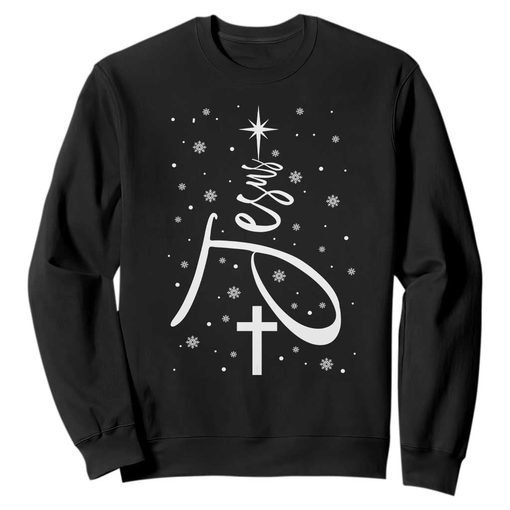 Jesus Christmas Tree Sweatshirt Christian Faith TS10 Black Print Your Wear