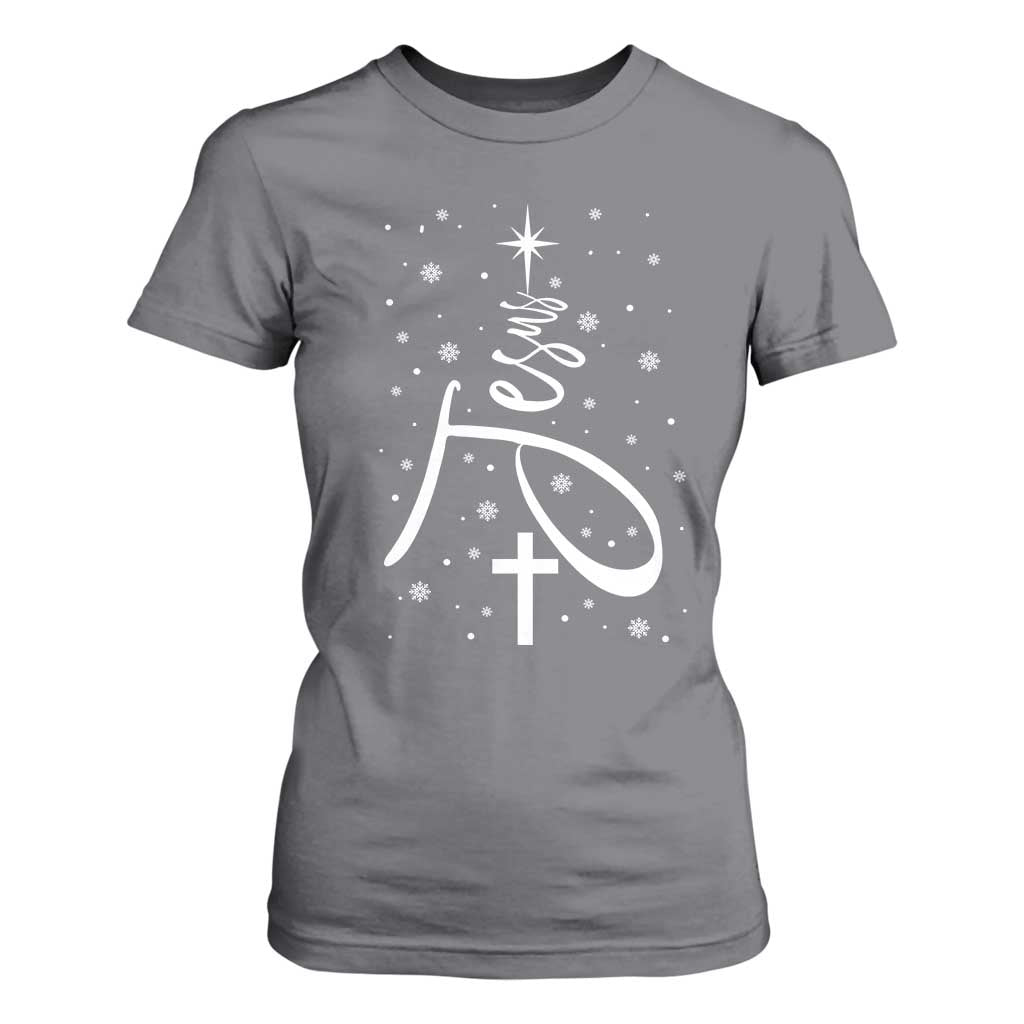 Jesus Christmas Tree T Shirt For Women Christian Faith TS10 Charcoal Print Your Wear