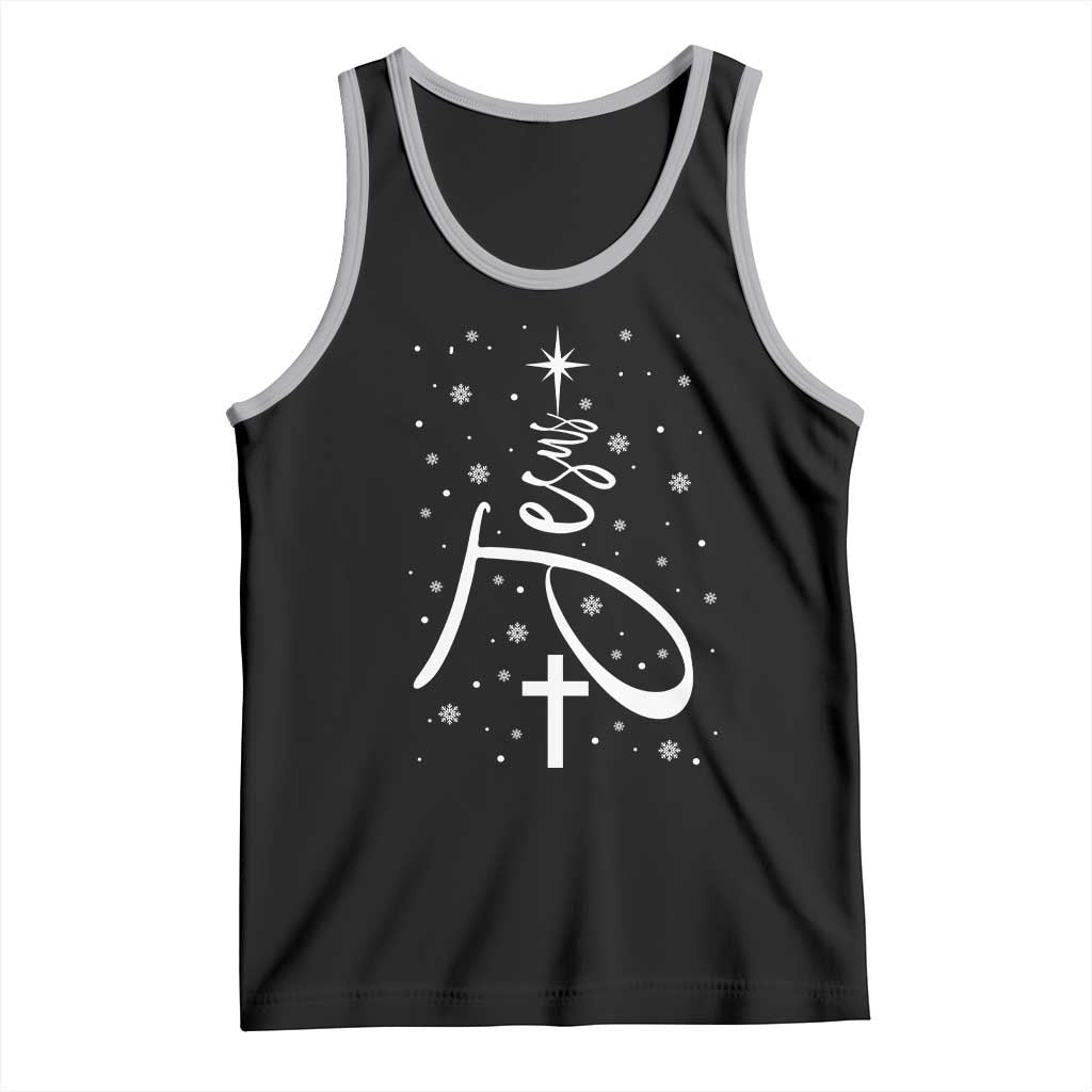 Jesus Christmas Tree Tank Top Christian Faith TS10 Black Athletic Heather Print Your Wear