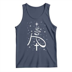 Jesus Christmas Tree Tank Top Christian Faith TS10 Navy Print Your Wear