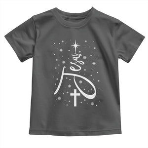 Jesus Christmas Tree Toddler T Shirt Christian Faith TS10 Dark Heather Print Your Wear