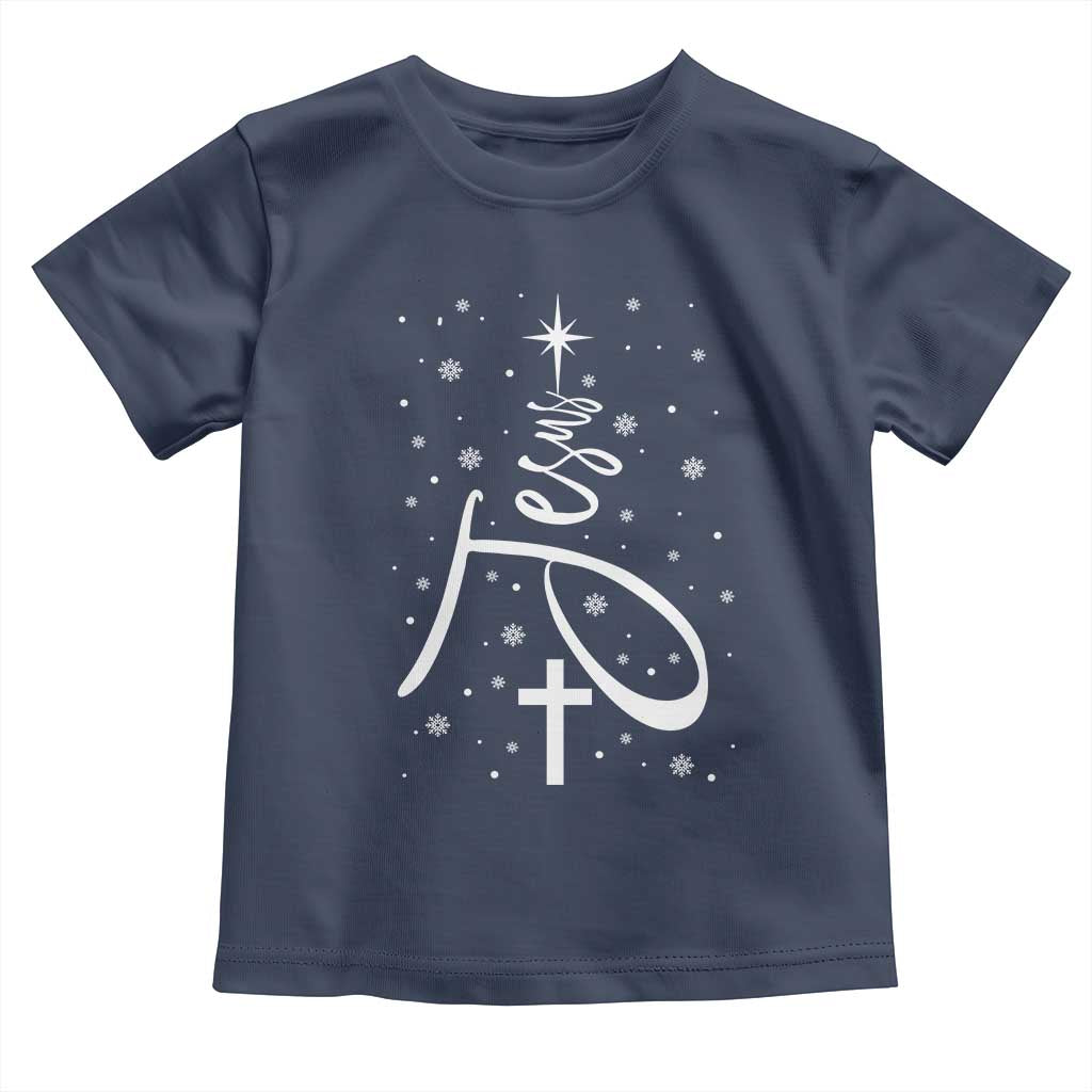 Jesus Christmas Tree Toddler T Shirt Christian Faith TS10 Navy Print Your Wear