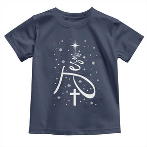 Jesus Christmas Tree Toddler T Shirt Christian Faith TS10 Navy Print Your Wear