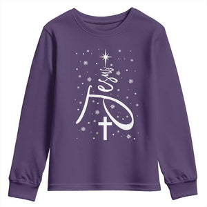 Jesus Christmas Tree Youth Sweatshirt Christian Faith TS10 Purple Print Your Wear