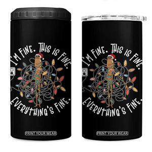 Marcus The Worm Christmas 4 in 1 Can Cooler Tumbler I'm Fine Everything Is Fine School Counselor Mental Health TS10 One Size: 16 oz Black Print Your Wear