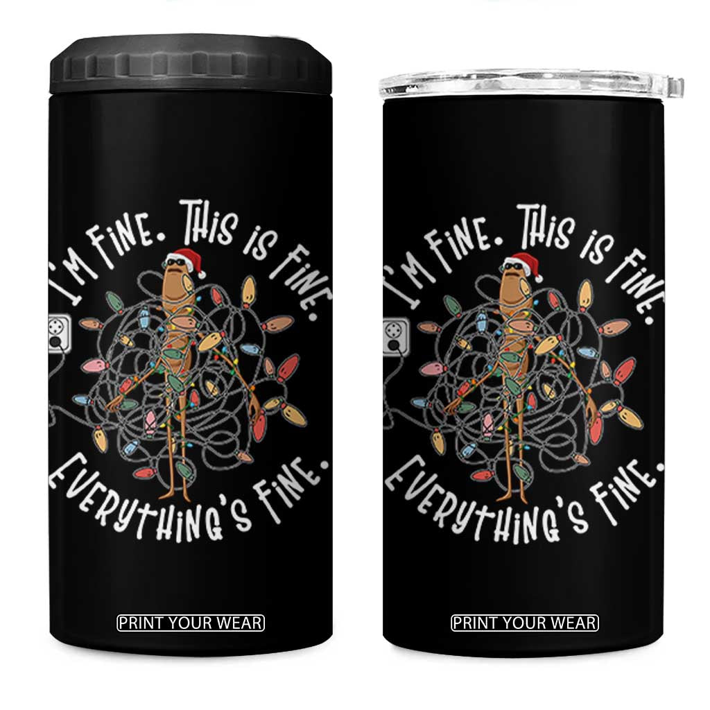 Marcus The Worm Christmas 4 in 1 Can Cooler Tumbler I'm Fine Everything Is Fine School Counselor Mental Health TS10 One Size: 16 oz Black Print Your Wear