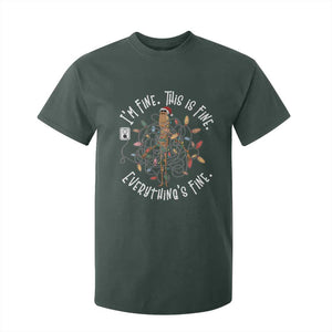 Marcus The Worm Christmas T Shirt For Kid I'm Fine Everything Is Fine School Counselor Mental Health TS10 Dark Forest Green Print Your Wear