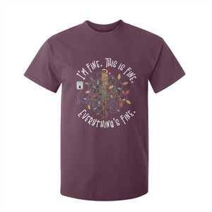 Marcus The Worm Christmas T Shirt For Kid I'm Fine Everything Is Fine School Counselor Mental Health TS10 Maroon Print Your Wear