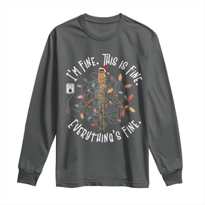 Marcus The Worm Christmas Long Sleeve Shirt I'm Fine Everything Is Fine School Counselor Mental Health TS10 Dark Heather Print Your Wear