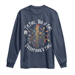 Marcus The Worm Christmas Long Sleeve Shirt I'm Fine Everything Is Fine School Counselor Mental Health TS10 Navy Print Your Wear
