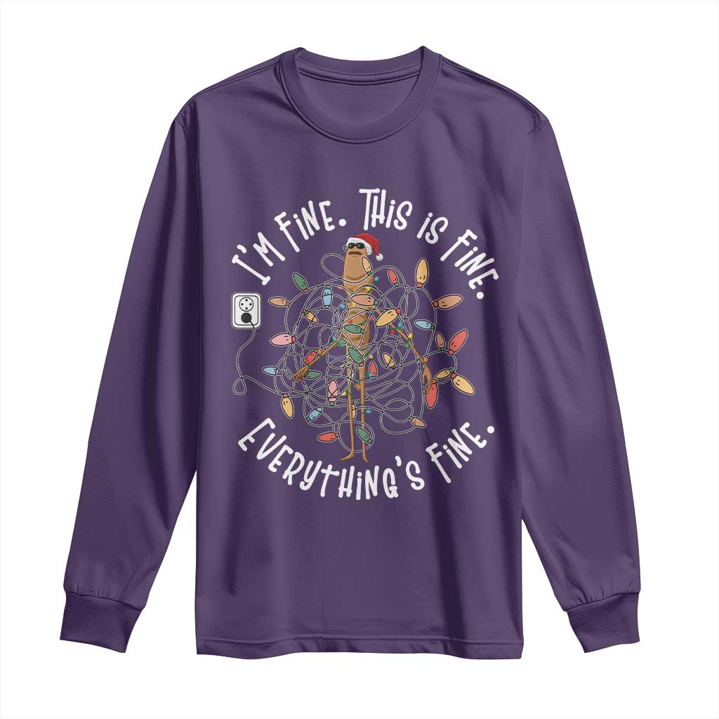 Marcus The Worm Christmas Long Sleeve Shirt I'm Fine Everything Is Fine School Counselor Mental Health TS10 Purple Print Your Wear