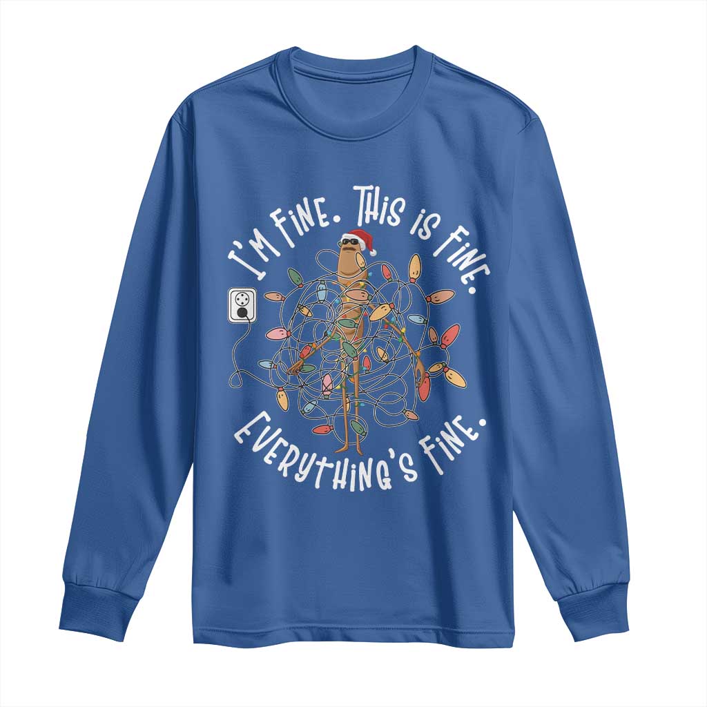 Marcus The Worm Christmas Long Sleeve Shirt I'm Fine Everything Is Fine School Counselor Mental Health TS10 Royal Blue Print Your Wear