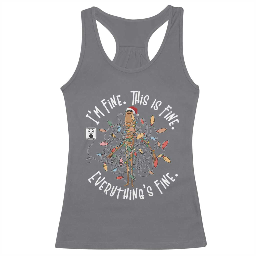 Marcus The Worm Christmas Racerback Tank Top I'm Fine Everything Is Fine School Counselor Mental Health TS10 Charcoal Print Your Wear