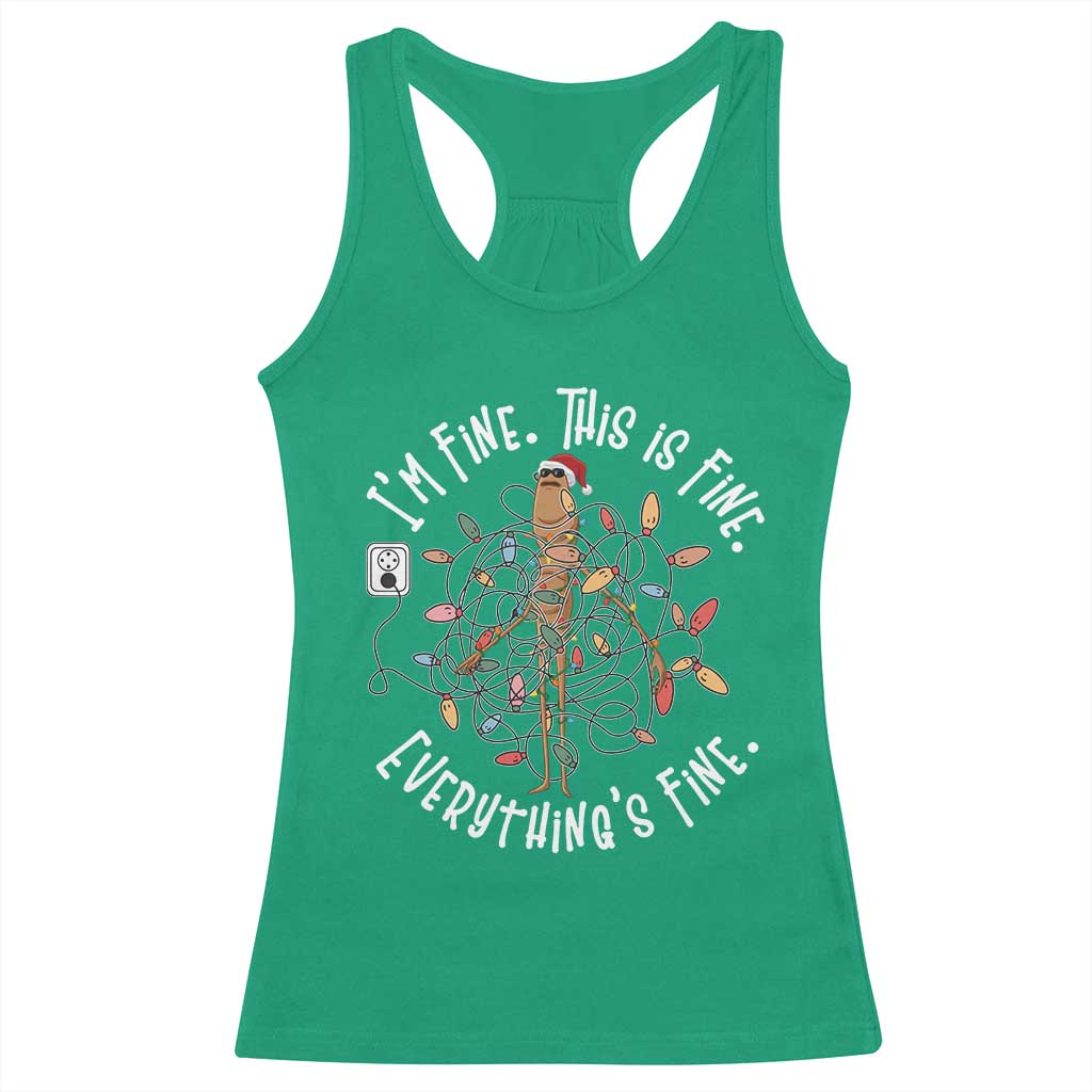 Marcus The Worm Christmas Racerback Tank Top I'm Fine Everything Is Fine School Counselor Mental Health TS10 Irish Green Print Your Wear