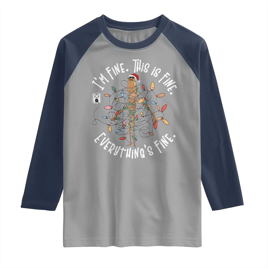 Marcus The Worm Christmas Raglan Shirt I'm Fine Everything Is Fine School Counselor Mental Health TS10 Sport Gray Navy Print Your Wear