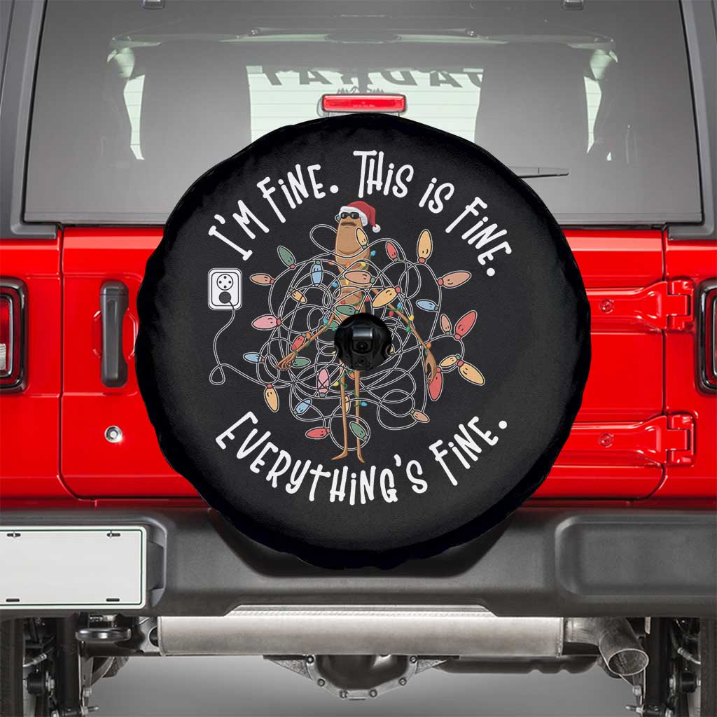 Marcus The Worm Christmas Spare Tire Cover I'm Fine Everything Is Fine School Counselor Mental Health TS10 Black Print Your Wear