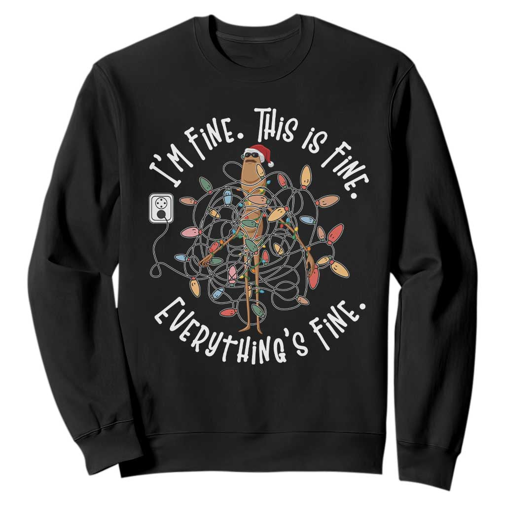 Marcus The Worm Christmas Sweatshirt I'm Fine Everything Is Fine School Counselor Mental Health TS10 Black Print Your Wear