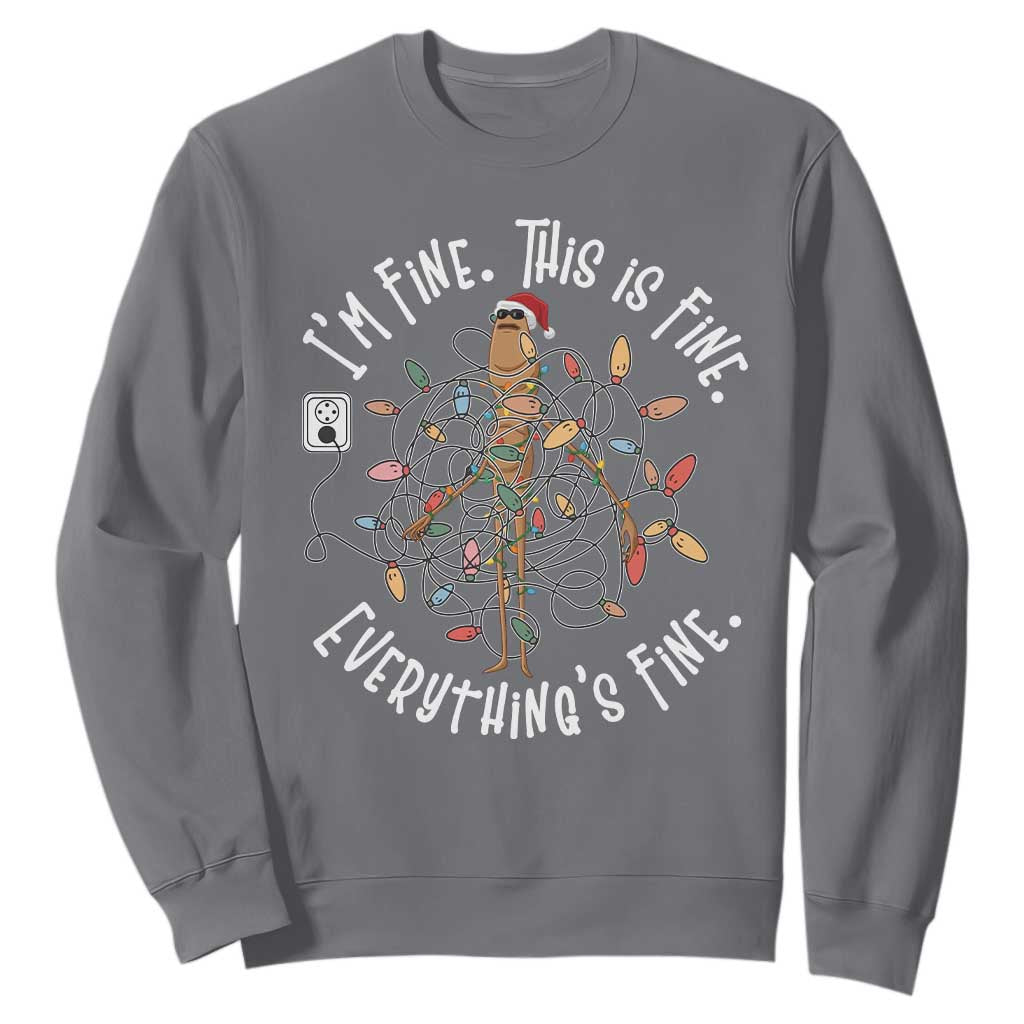 Marcus The Worm Christmas Sweatshirt I'm Fine Everything Is Fine School Counselor Mental Health TS10 Charcoal Print Your Wear