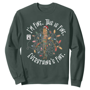 Marcus The Worm Christmas Sweatshirt I'm Fine Everything Is Fine School Counselor Mental Health TS10 Dark Forest Green Print Your Wear