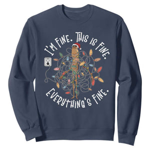 Marcus The Worm Christmas Sweatshirt I'm Fine Everything Is Fine School Counselor Mental Health TS10 Navy Print Your Wear