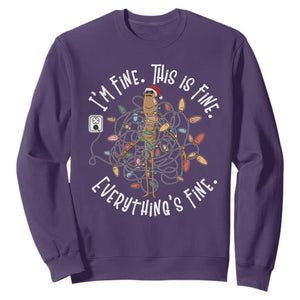 Marcus The Worm Christmas Sweatshirt I'm Fine Everything Is Fine School Counselor Mental Health TS10 Purple Print Your Wear