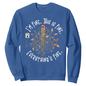 Marcus The Worm Christmas Sweatshirt I'm Fine Everything Is Fine School Counselor Mental Health TS10 Royal Blue Print Your Wear