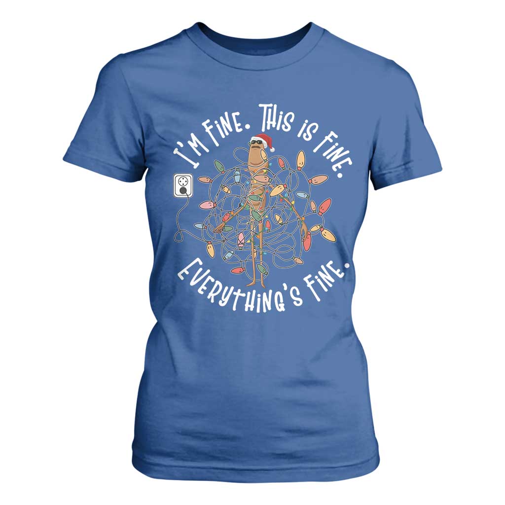 Marcus The Worm Christmas T Shirt For Women I'm Fine Everything Is Fine School Counselor Mental Health TS10 Royal Blue Print Your Wear