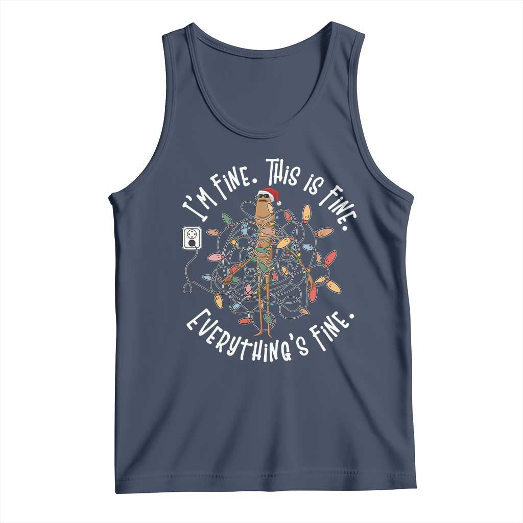 Marcus The Worm Christmas Tank Top I'm Fine Everything Is Fine School Counselor Mental Health TS10 Navy Print Your Wear