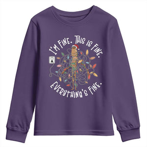Marcus The Worm Christmas Youth Sweatshirt I'm Fine Everything Is Fine School Counselor Mental Health TS10 Purple Print Your Wear
