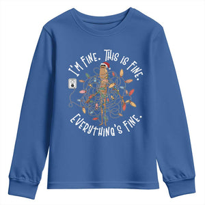 Marcus The Worm Christmas Youth Sweatshirt I'm Fine Everything Is Fine School Counselor Mental Health TS10 Royal Blue Print Your Wear