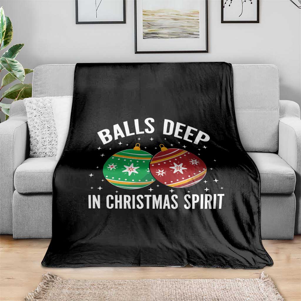 Funny Dirty Christmas Throw Blanket Rude Adult Humor Balls Deep Into Christmas Spirit TS10 Print Your Wear