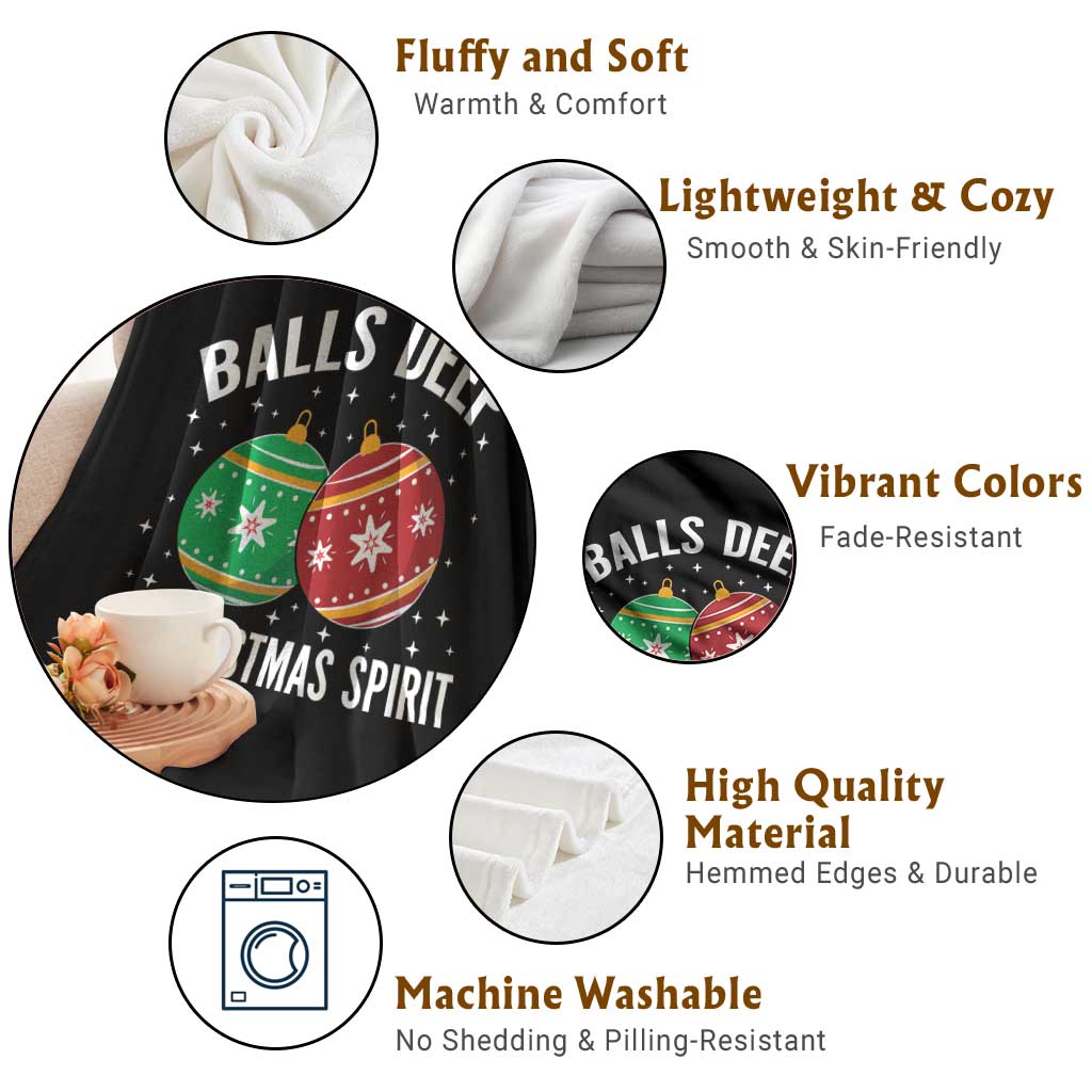 Funny Dirty Christmas Throw Blanket Rude Adult Humor Balls Deep Into Christmas Spirit TS10 Print Your Wear